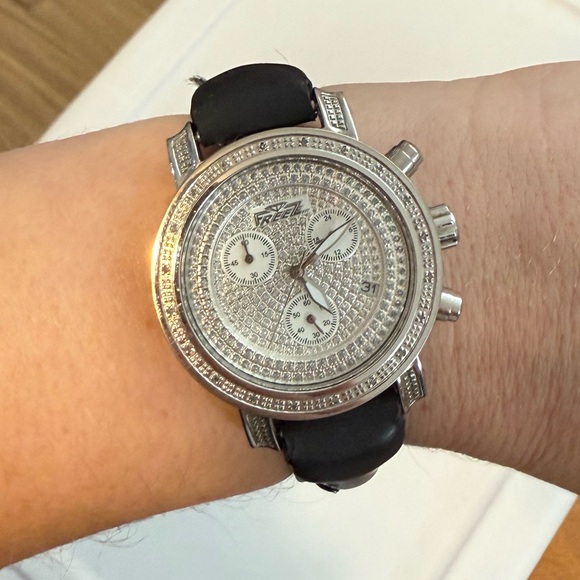 Stainless Steel Watch with Black Leather Strap - Picture 3 of 9